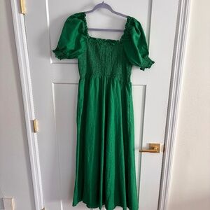 Boden linen maxi dress in emerald green